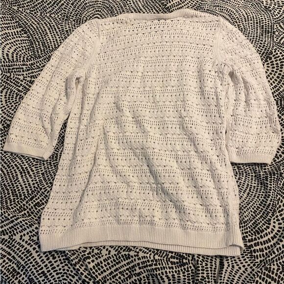 Talbots Plus size XL Crochet Knit White Neutral Coastal Sweater - Picture 4 of 6